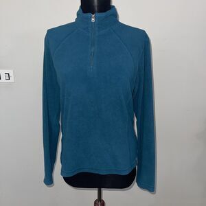 Columbia Fleece Half Zip Jacket Teal Blue, Lightweight Pullover Women Medium